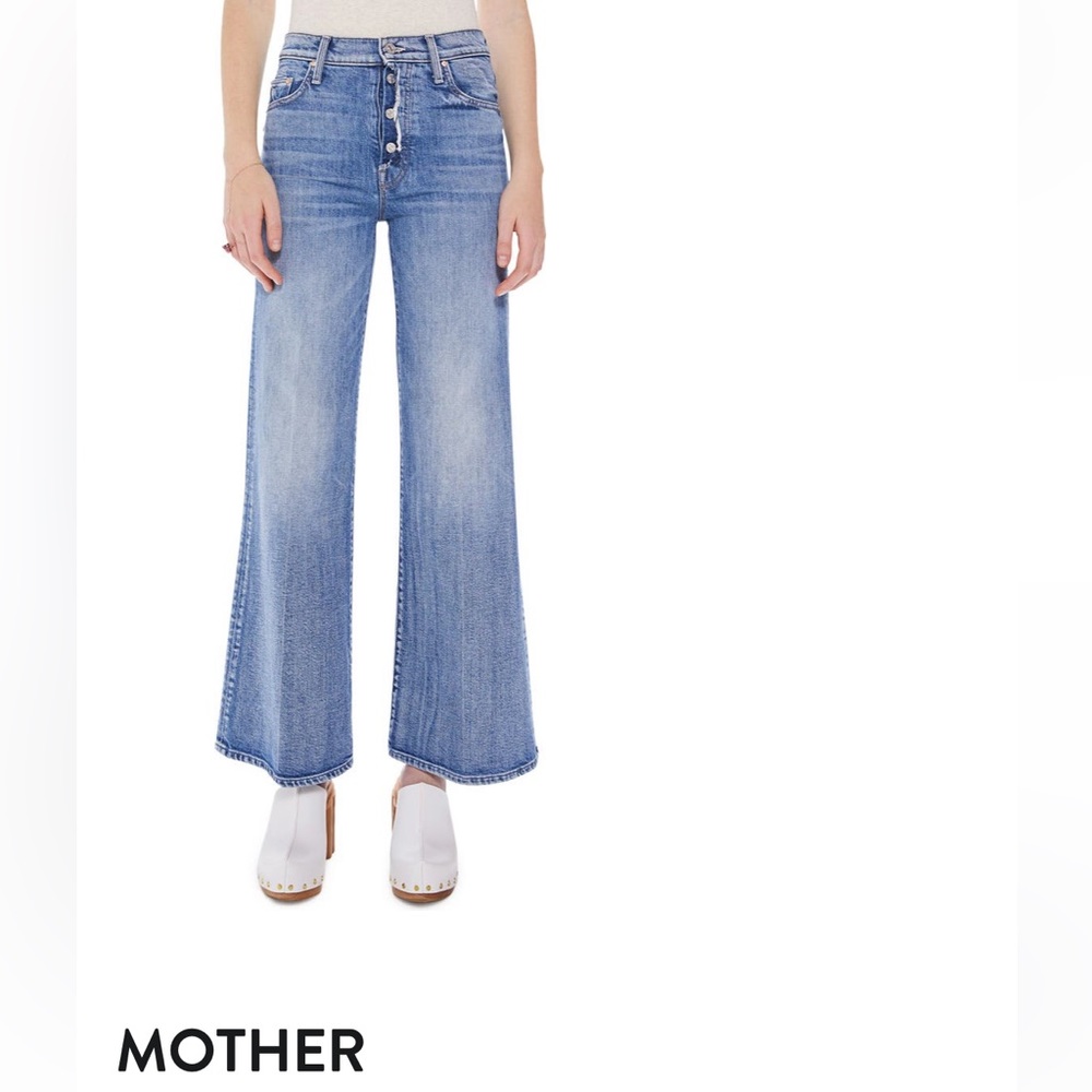 MOTHER Blue Flare Wide Leg Jeans High-Rise
